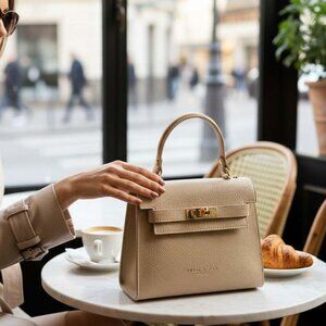 Naya Taupe Italian Leather Handbag for Women – Luxury Designer Shoulder